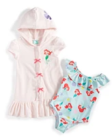 Disney Baby The Little Mermaid 2-Pc. Printed One-Piece Swimsuit & Hooded Swim Cover-Up Set