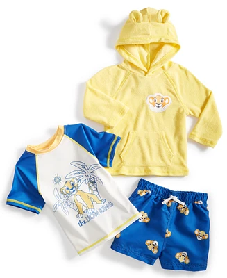Disney Baby The Lion King 3-Pc. Printed Swim T-Shirt, Trunks & Hooded Cover-Up Set