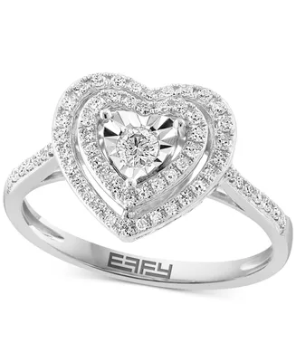Effy Diamond Halo Heart Ring (1/3 ct. t.w.) in 14k White Gold