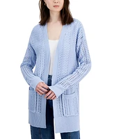 Hippie Rose Juniors' Crochet-Knit Open Long Cardigan