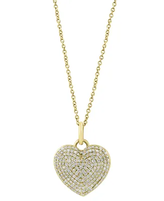 Effy Diamond Pave Heart 18" Pendant Necklace (5/8 ct. t.w.) in 14k Gold