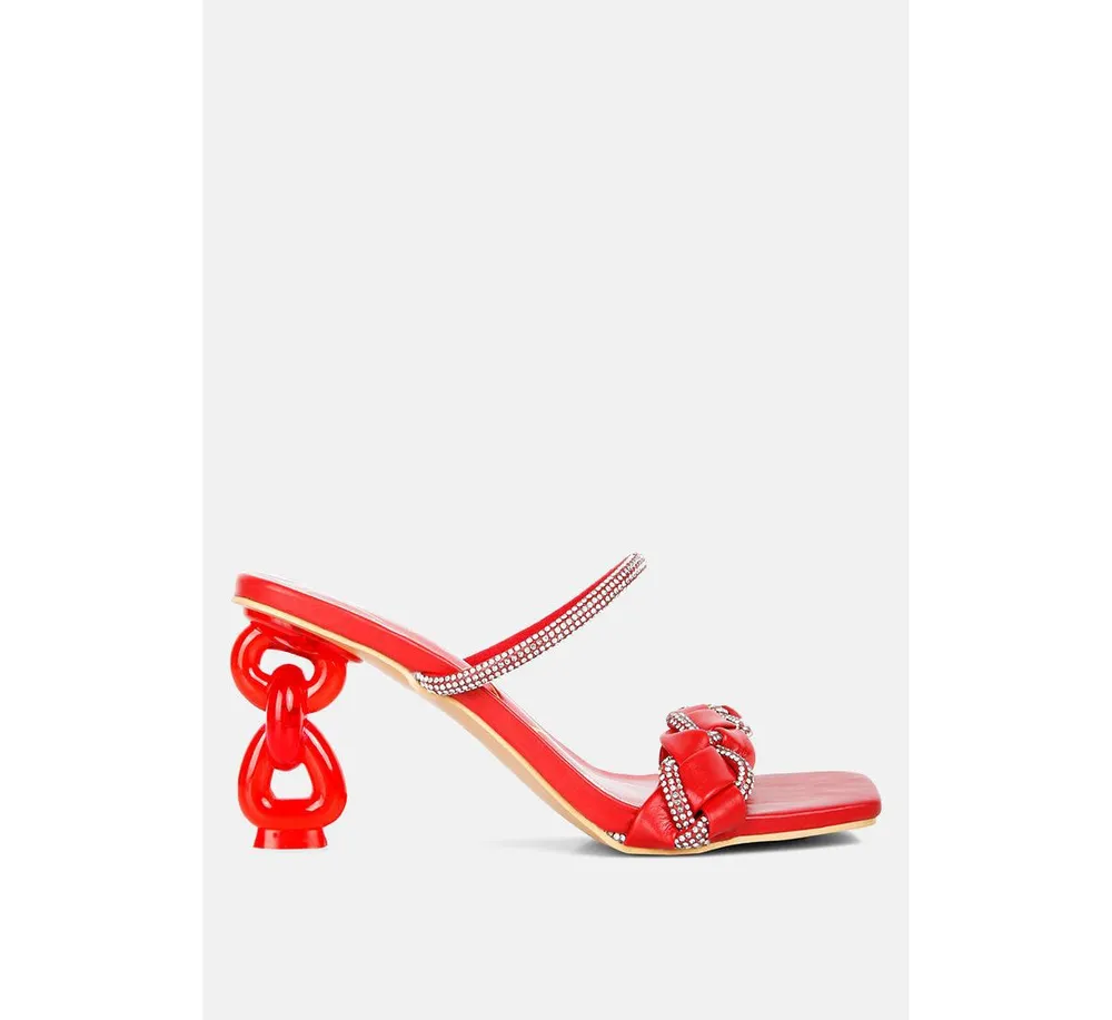 Womens Big Plan Diamante Detail Mid Heel Sandals