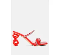 Womens Big Plan Diamante Detail Mid Heel Sandals