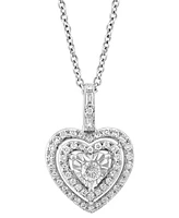 Effy Diamond Heart Halo Cluster 18" Pendant Necklace (1/3 ct. t.w.) in 14k White Gold