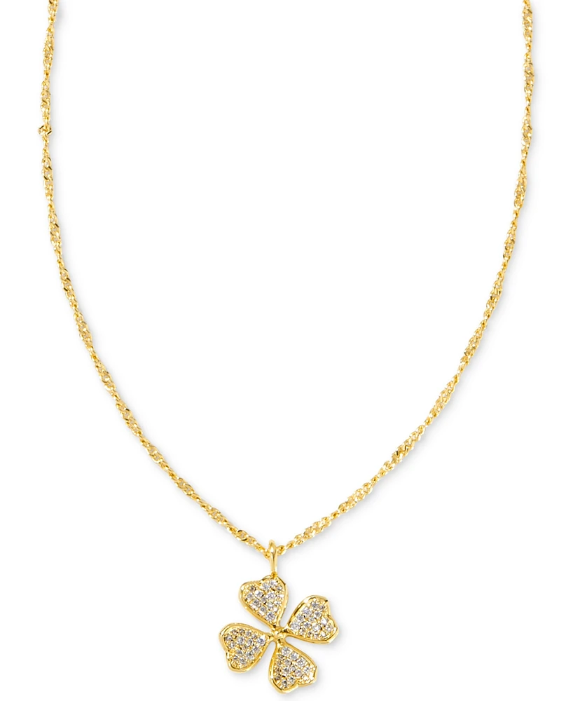 Kendra Scott 14k Gold-Plated Color Pave Clover 19" Adjustable Pendant Necklace