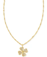 Kendra Scott 14k Gold-Plated Color Pave Clover 19" Adjustable Pendant Necklace