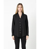 Women's Pearl Button Collared Shirt