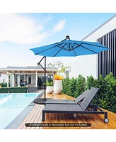 Patio Solar Powered Cantilever Umbrella with Tilting System