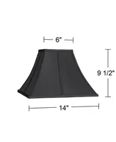 Medium Square Curved Black Lamp Shade 6" Top x 14" Bottom x 9.5" High (Spider) Replacement with Harp and Finial - Springcrest