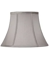 Pewter Gray Small Bell Lamp Shade 7" Top x 12" Bottom x 9" Slant x 8.5" High (Spider) Replacement with Harp and Finial - Springcrest