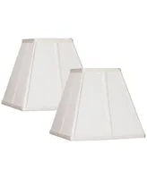 Set of 2 Ivory Classic Small Square Lamp Shades 5.25" Top x 10" Bottom x 9" High (Spider) Replacement with Harp and Finial - Springcrest