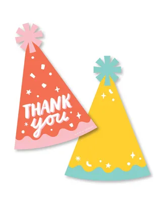 Party Time - Shaped Birthday - Thank You Note Cards with Envelopes - Set of 12 - Assorted Pre
