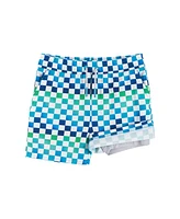 Child Boys Ombre Checker Boardshort w/Built-In Comfort Stretch Short Liner