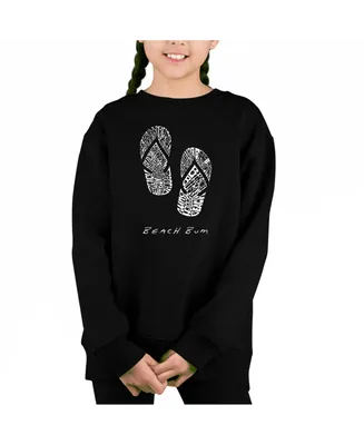 Beach Bum - Big Girl's Word Art Crewneck Sweatshirt