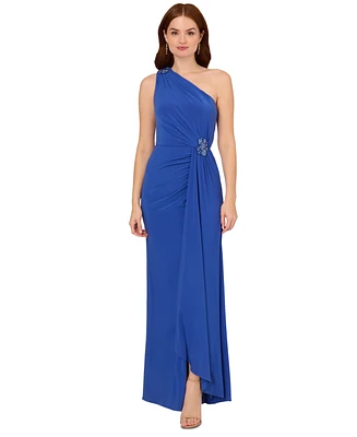Adrianna Papell Women's Draped One-Shoulder Jersey Gown