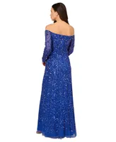 Adrianna Papell Women's Beaded Off-The-Shoulder Ball Gown