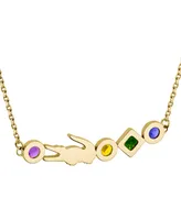 Lacoste Gold-Tone Deva Multicolor Stone Pendant Necklace, 17" + 2" extender