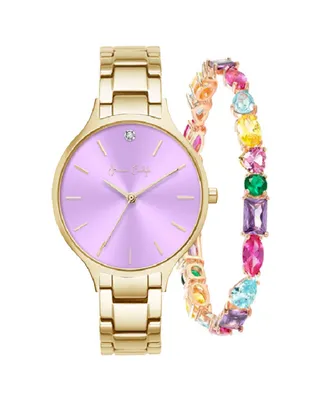 Jessica Carlyle Women's Quartz Gold-Tone Alloy Bracelet Watch 36mm Gift Set