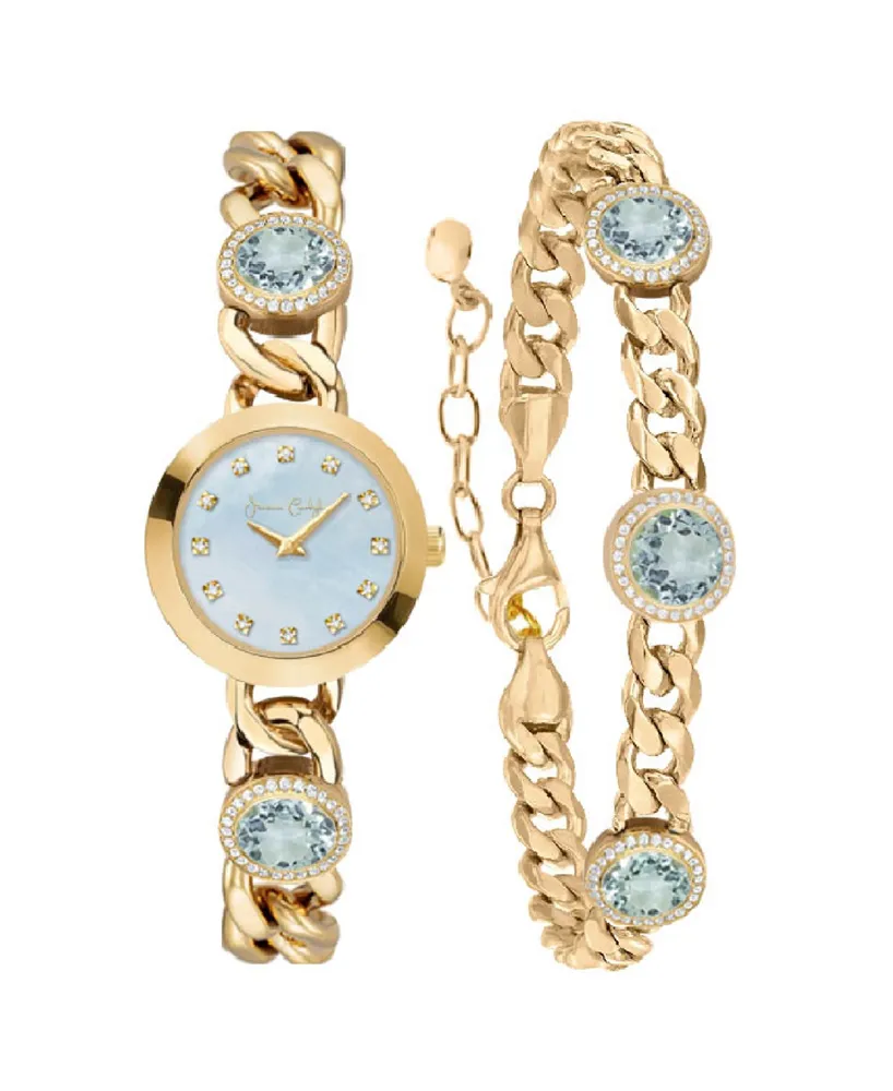 Jessica Carlyle Women's Quartz Gold-Tone Alloy Watch 22.55mm Gift Set