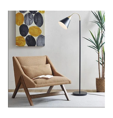 Home Outfitters Matte Black Floor Lamp , Great for Bedroom, Living Room, Mid-Century