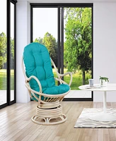 Office Star 39" Fabric, Rattan Lanai Swivel Rocker Chair