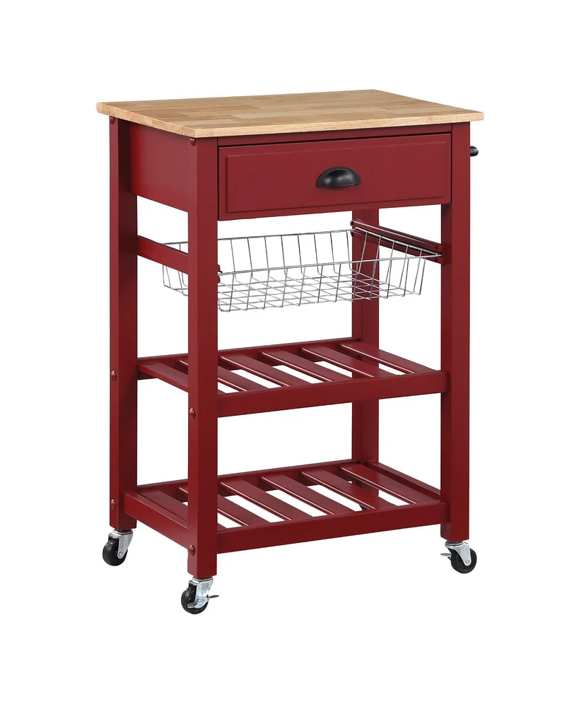 Office Star 33.75" Wood Hampton Kitchen Cart