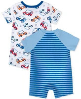 Baby Essentials Boys Golf Cart Rompers, 2 Pack