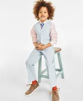 Nautica Toddler Boys Machine Washable Glen Plaid Vest, Shirt, Pant and Tie, 4 Piece Set