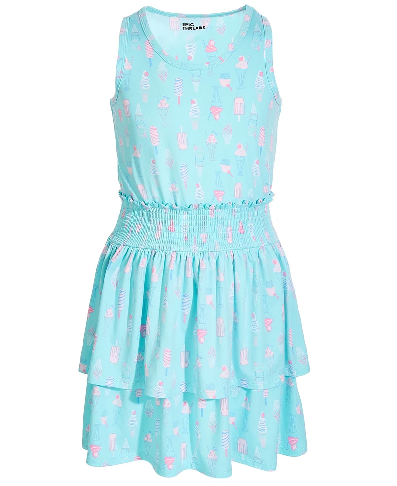 Epic Threads Big Girls Retro Ice Cream-Print Smocked Dress, Created for Macy's