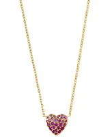 Effy Pink Sapphire (1/3 ct. t.w.) & Ruby (3/8 ct. t.w.) Heart Ombre Cluster Pendant Necklace in 14k Gold, 18" + 1" extender