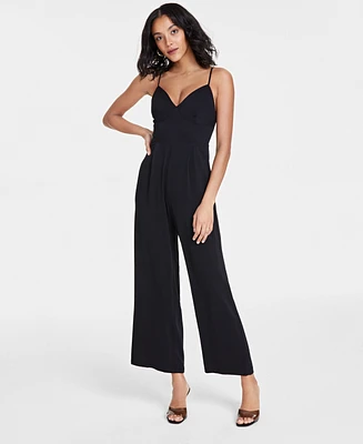 Bar Iii Petite Smocked-Back Wide-Leg Jumpsuit, Created for Macy's