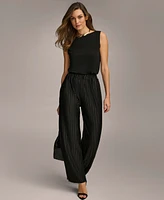 Donna Karan New York Women's Pull-On Pleated Wide Leg Pants