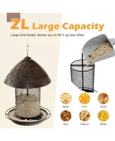 Sugift Squirrel-proof Metal Wild Bird Feeder with Perch and Drain Holes