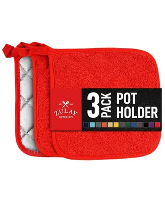 3-Pack Cotton Pot Holders for Kitchen - Heat Resistant, Machine Washable, & Comfortable Grip Oven Hot Pads
