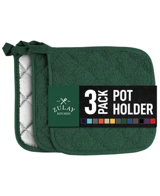 Zulay Kitchen 3-Pack Cotton Pot Holders for - Heat Resistant, Machine Washable, & Comfortable Grip Oven Hot Pads