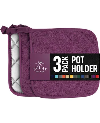 3-Pack Cotton Pot Holders for Kitchen - Heat Resistant, Machine Washable, & Comfortable Grip Oven Hot Pads
