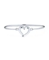 Bling Jewelry Stacking Open Heart Bangle Bracelet For Women Shinny hinge Bracelet Sterling Silver