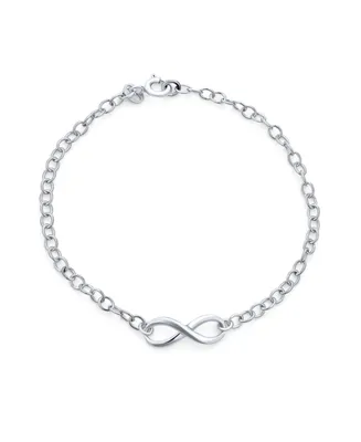 Bling Jewelry Delicate Minimalist Eternal Love Knot figure Eight Chain Infinity Bracelet For Women Sterling Silver 7"