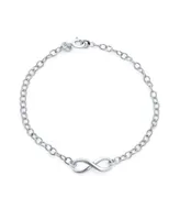 Bling Jewelry Delicate Minimalist Eternal Love Knot figure Eight Chain Infinity Bracelet For Women Sterling Silver 7"