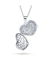 Bling Jewelry Filigree Flower Aromatherapy Essential Oil Perfume Diffuser Keepsake Photo Heart Shape Locket Pendant Necklace For Women Sterling Silver