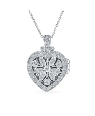 Bling Jewelry Filigree Flower Heart Shape Aromatherapy Essential Oil Perfume Diffuser Locket Pendant Necklace For Women