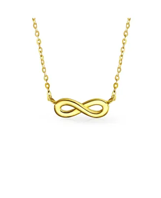 Bling Jewelry Simple Delicate Petite Eternity Figure Eight Symbol Love Knot 14K YellowGold Station Infinity Pendant Necklace