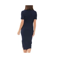 Ripe Maternity Maddy Rib Knit Polo Nursing Dress Navy