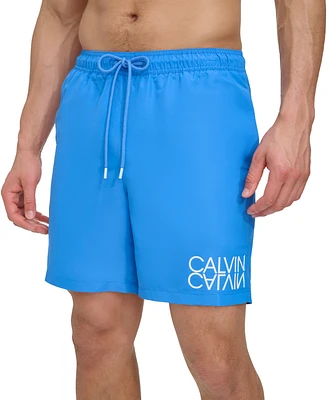 Calvin Klein Men's Reflection Logo Elastic Waist 7" Volley Swim Trunks