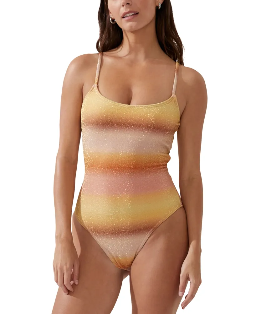 Cotton On Women's Glitter Ombre Scoop Neck One Piece Swimsuit