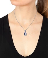 Effy Sapphire (3/4 ct. t.w.) & Diamond (5/8 ct. t.w.) Halo 18" Pendant Necklace in 14k White Gold