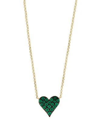 Effy Emerald (3/8 ct. t.w.) Heart 18" Pendant Necklace in 14k Gold