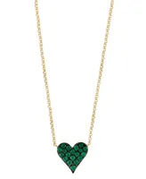Effy Emerald (3/8 ct. t.w.) Heart 18" Pendant Necklace in 14k Gold