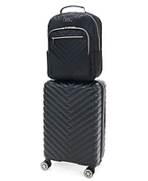 Madison Square Hardside Chevron Expandable 2pc 20" Carry On Luggage + Matching 15" Laptop Backpack Set