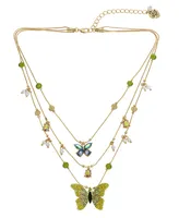 Betsey Johnson Faux Stone Butterfly Layered Necklace